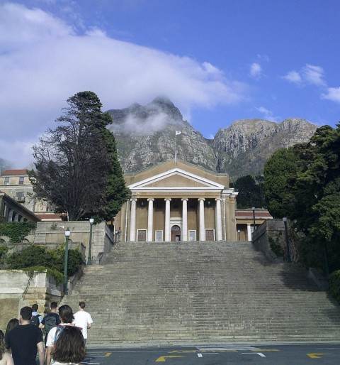 The University of Cape Town campus from the east of the Upper Campus at Groote Schuur on the slopes of Devil's Peak