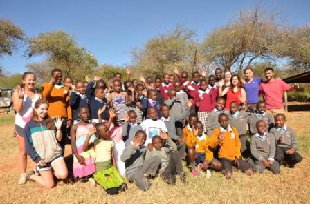 Group of students and local friends in Kenya