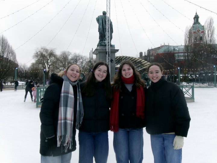 Shaylee Gill standing in the snow with friends