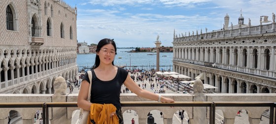 Cassie Wang in Venice poising for a picture