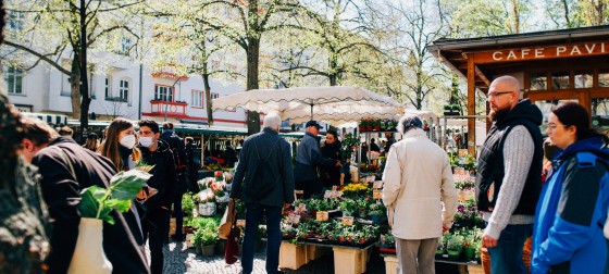 People walking through market in Berlin Friedrichshain, Germany taken by Christian Lue on Unsplash