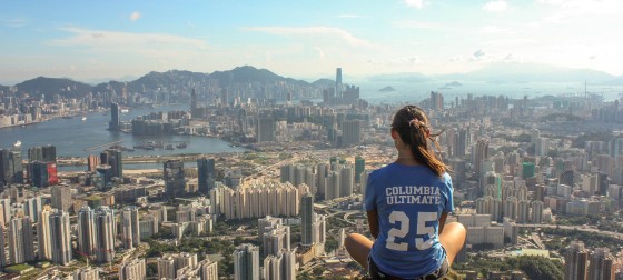 Student on Mountaintop in Hong Kong