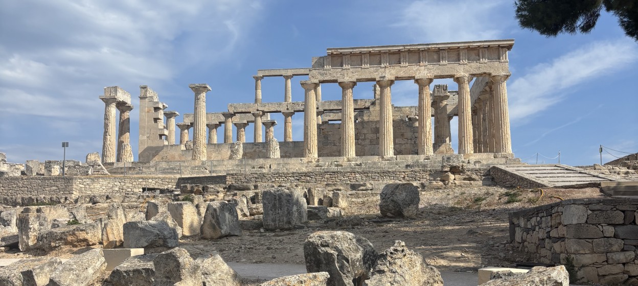 The white marble ruins in Athens