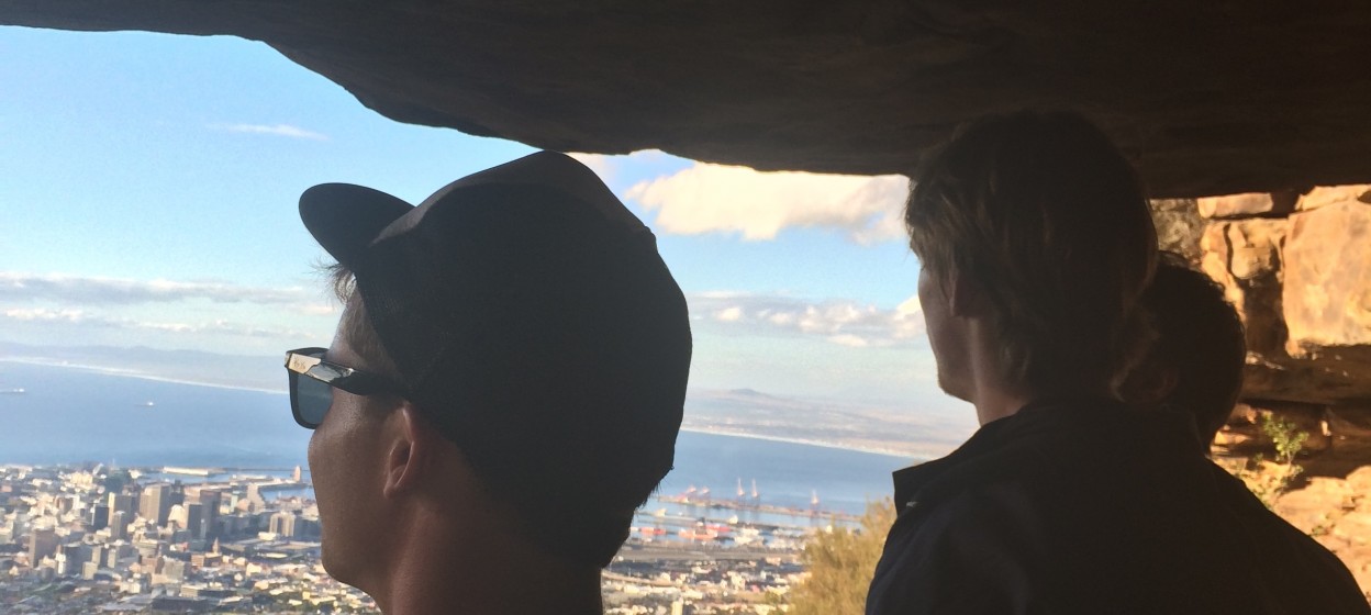 Students overlooking city