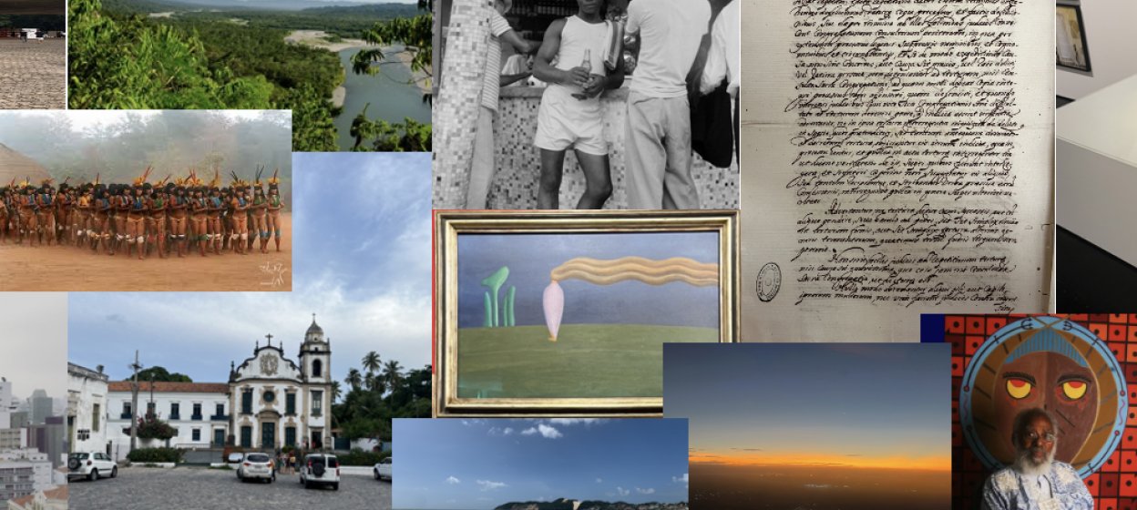 Collage of different photos and text from Brazil