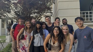 John standing with the Global Neuroscience cohort, Professor Iemi, and Professor Spagna at Reid Hall