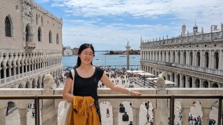 Cassie Wang in Venice poising for a picture