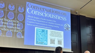 Speakers getting ready to present during the Conversations on Conscioness series in Paris