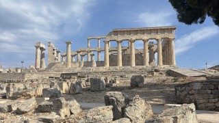 The white marble ruins in Athens