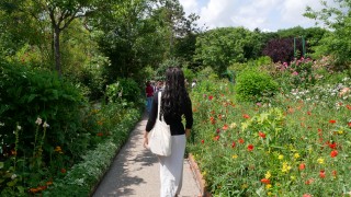 Yahney-Marie walking through a lush green garden