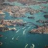 Aerial photography of the many bridges and water in Sydney