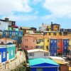 Brightly colored buildings in Valparaíso, Chile